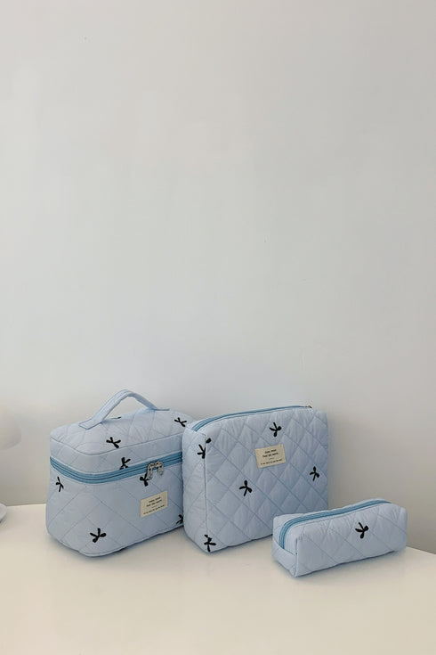 3 Piece Bow Quilted Cloth Storage Bag Set - Odaingerous